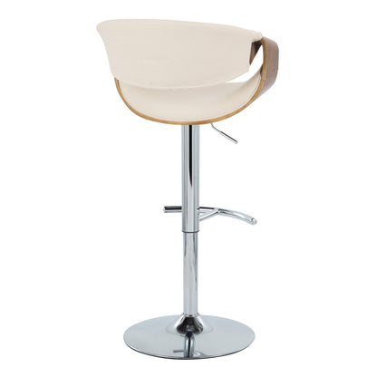 Curvo - Mid Century Modern Adjustable Barstool With Swivel With Rounded T Footrest (Set of 2) Lumi Source