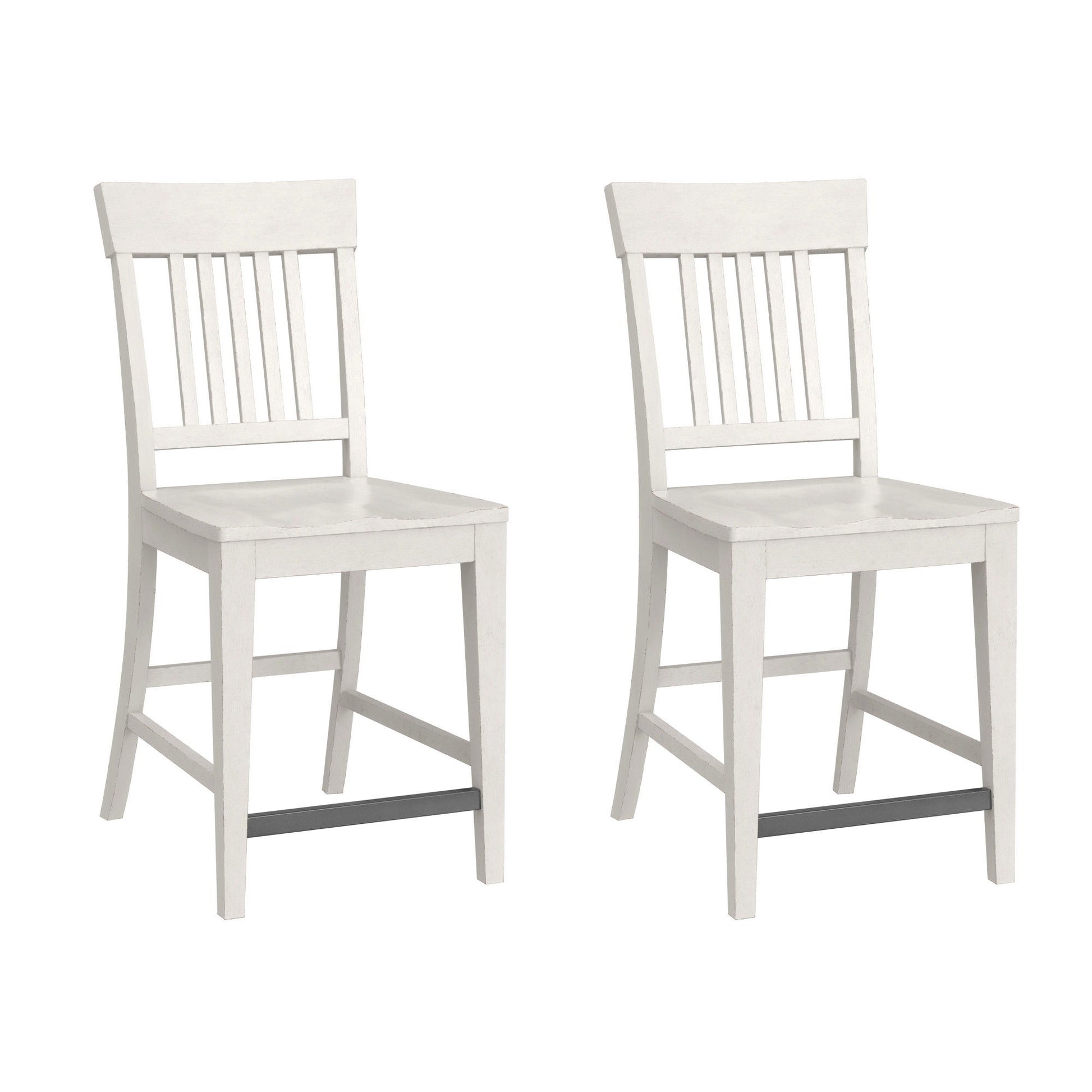 Haidel - Slat Back Counter Stools (Set of 2) - White Emerald Home