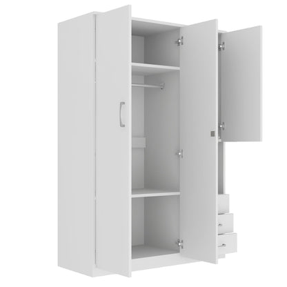 2 Doors Wardrobe Storage For Bedroom With Shelves And 3 Drawers