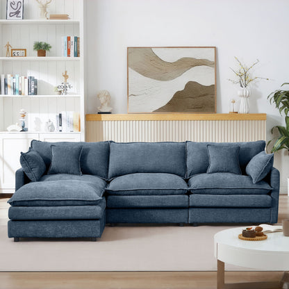 Modular L-Shaped Sectional Sofa With Movable Ottoman Home Essentials