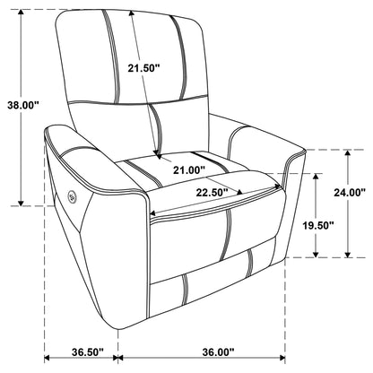 Denson - Upholstered Power Recliner Chair With USB Charging And Smooth Button Recline - Brown Furniture Max