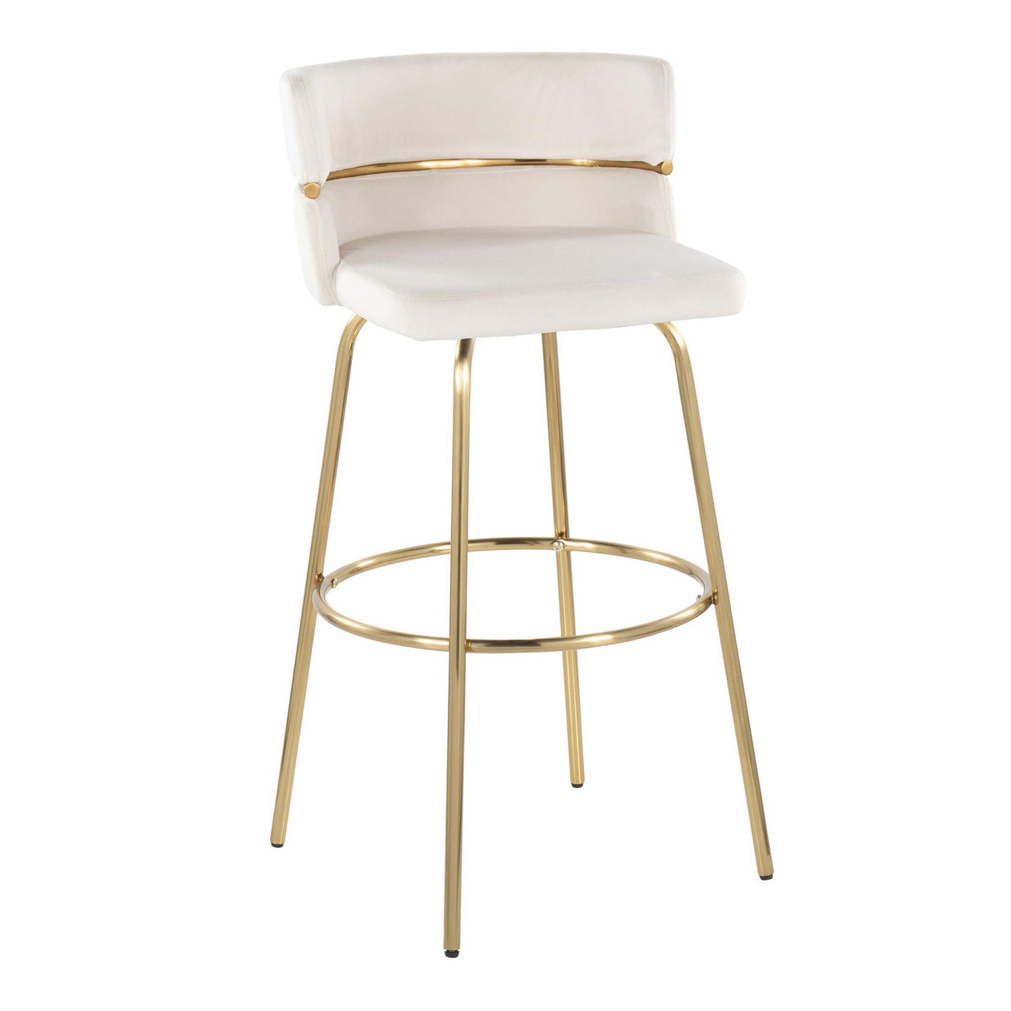 Cinch - Glam / Art Deco Fixed Height Barstool With Swivel With Round Footrest (Set of 2) Lumi Source