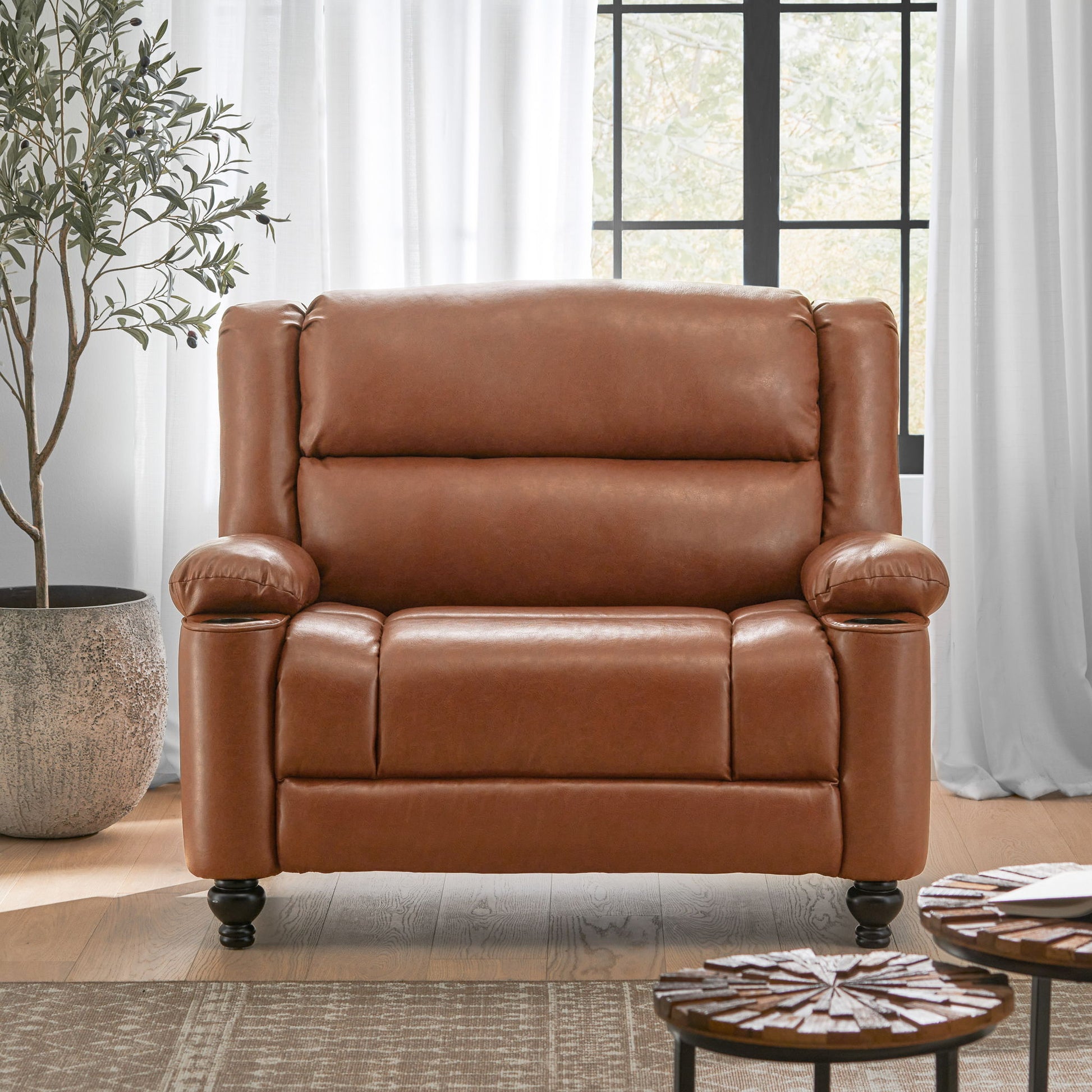 Tufted Design Wide Manual Recliner Chair Noble House