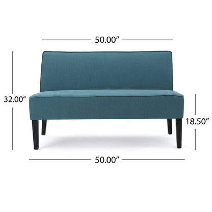 Contemporary Loveseat With Upholstered Fabric And Birch Wood Legs Noble House