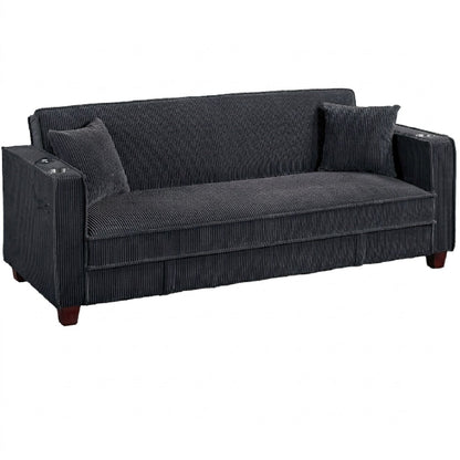 Modern Convertible Sofa With Hidden Storage USB Port, Cup Holder Home Essentials
