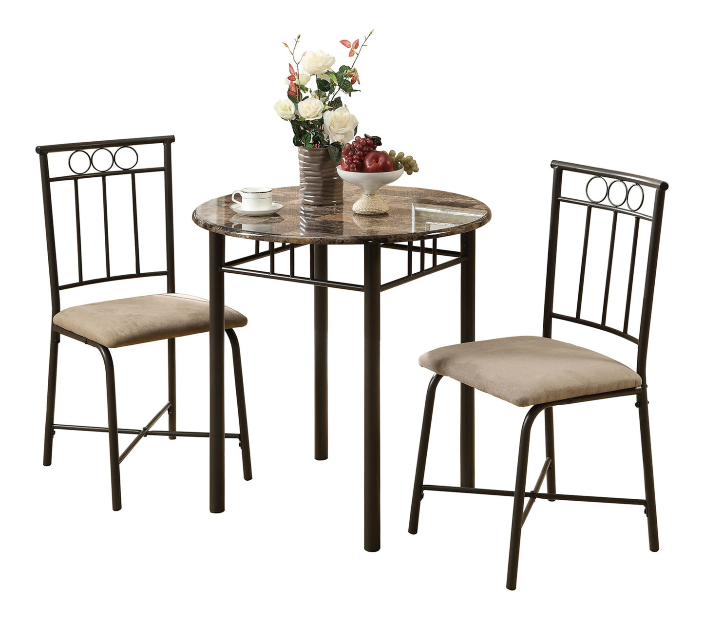 3 Pieces Dining Table Set, Small, Round, Contemporary & Modern 8th Street
