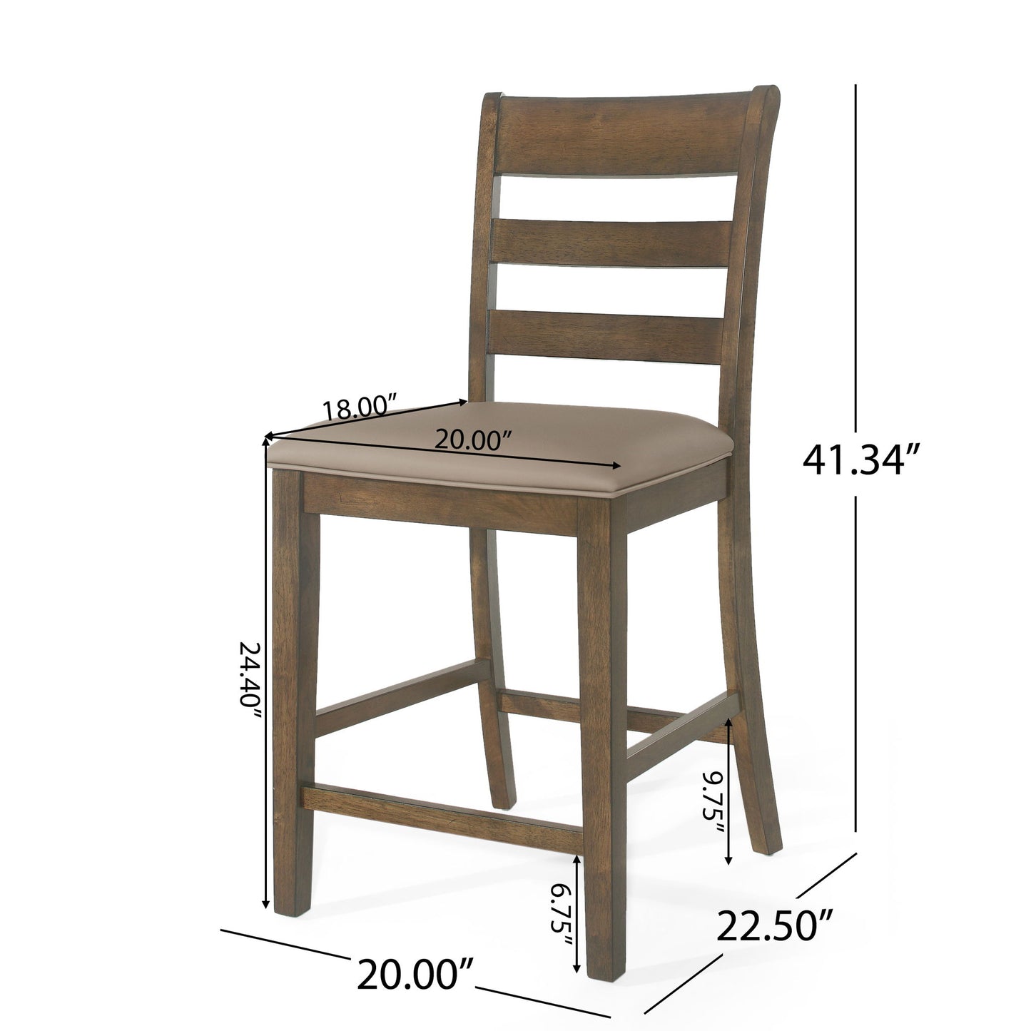 Farmhouse Upholstered Wood Counter Stools Noble House