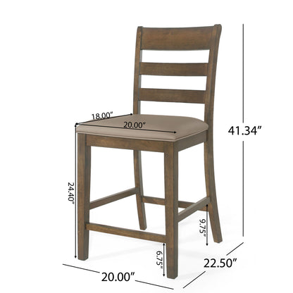 Farmhouse Upholstered Wood Counter Stools Noble House