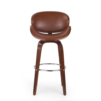 Lumos - Mid Century Modern Upholstered Swivel Barstool Noble House
