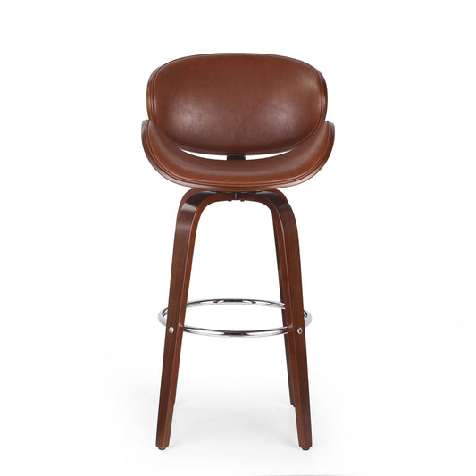 Lumos - Mid Century Modern Upholstered Swivel Barstool Noble House