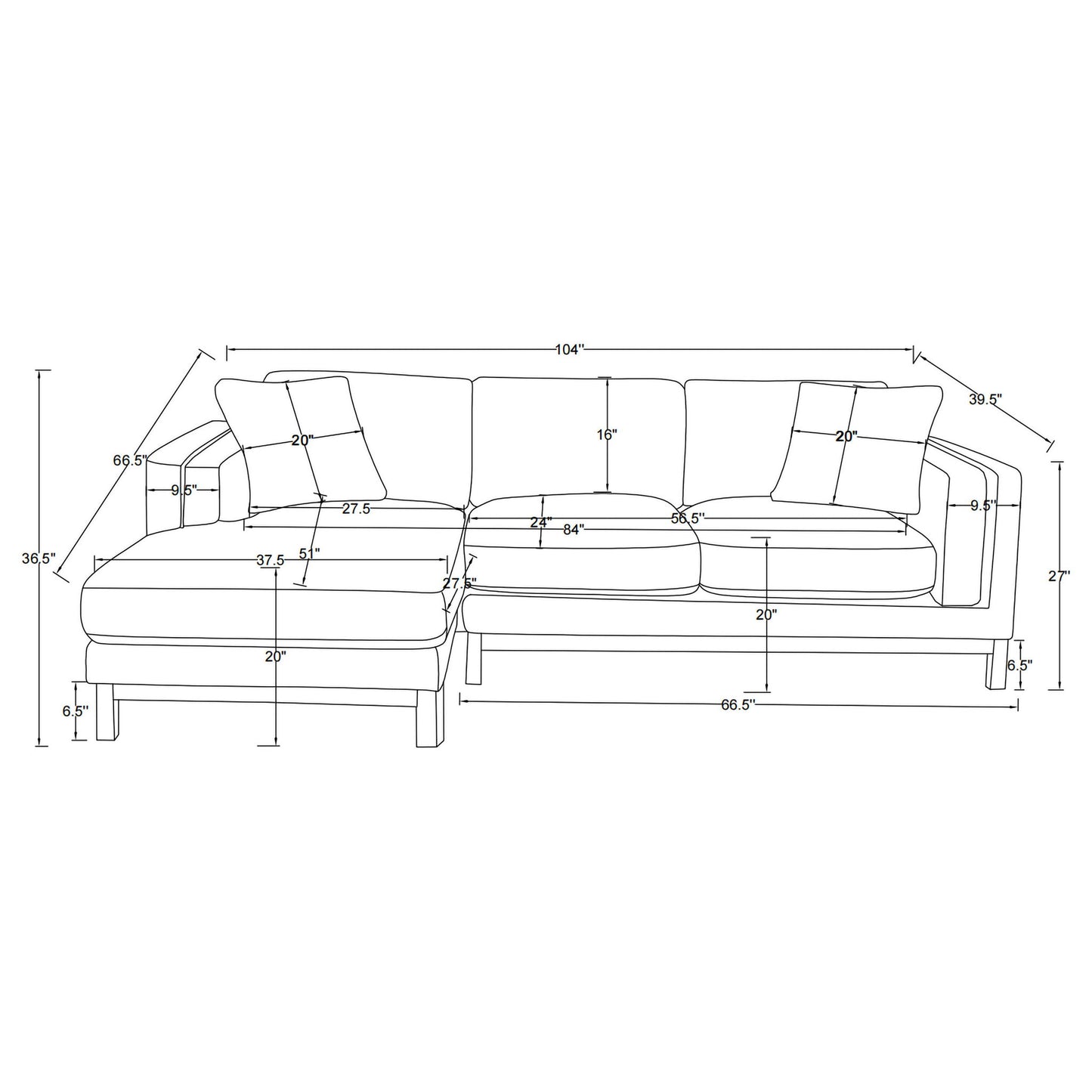 O'Brien - Sectional Sofa With Left Chaise - Sand Furniture Max