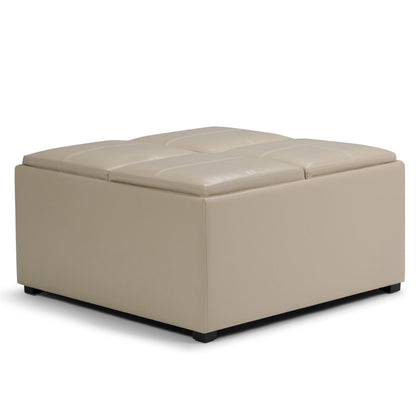 Avalon - Square Coffee Table, Storage Ottoman Simpli-Home