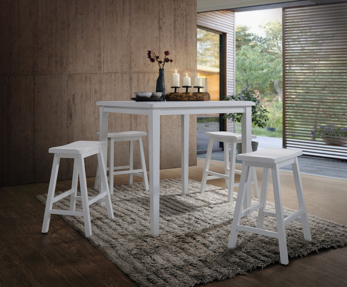 Gaucho - 5 Pieces Pack Counter Height Table Set - White Acme