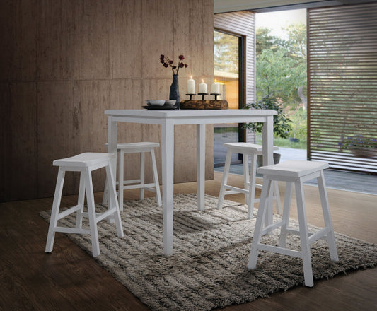 Gaucho - 5 Pieces Pack Counter Height Table Set - White Acme