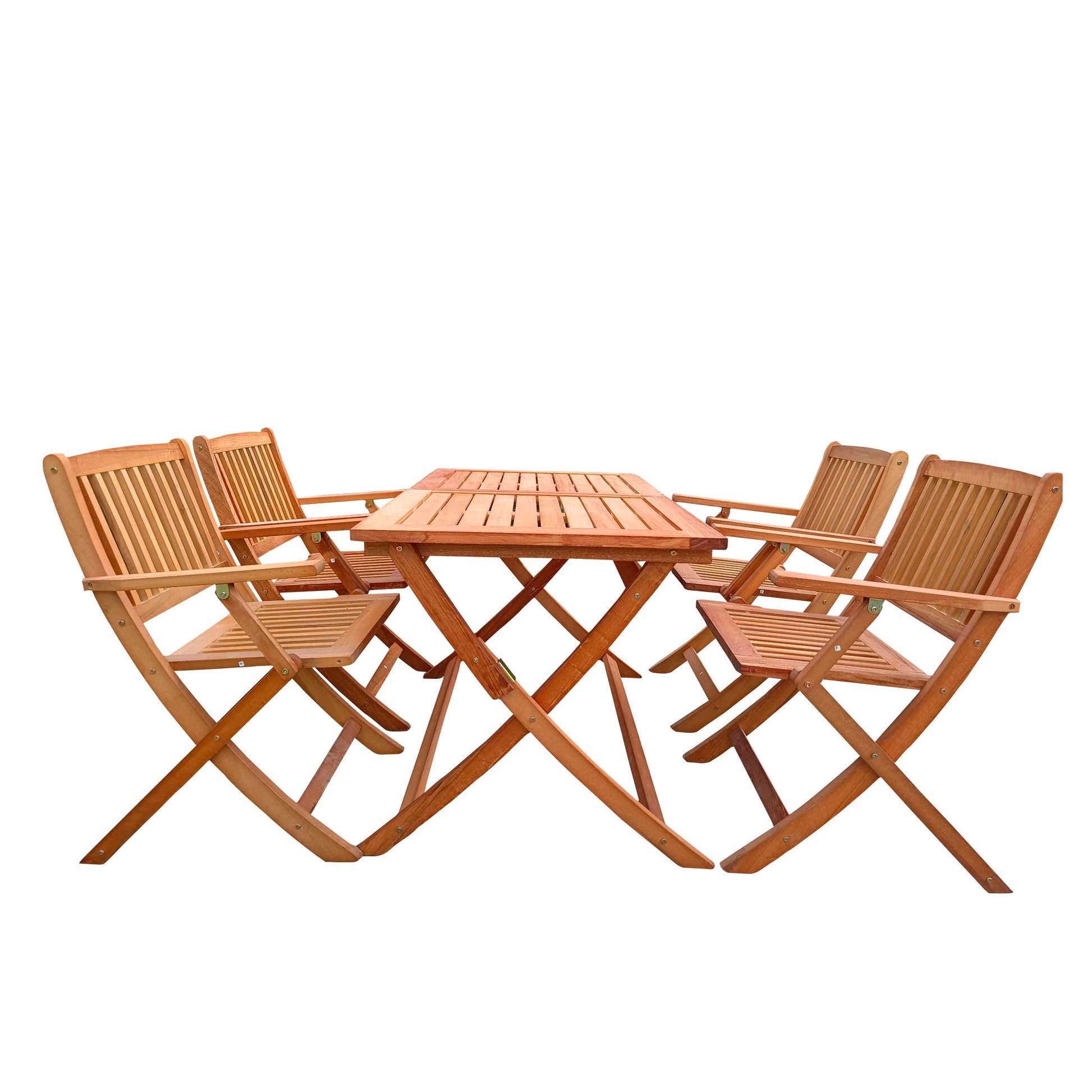 5 Piece Patio Dining Set, 4 Folding Chairs & 1 Dining Table, Indoor And Outdoor Universal - Teak Home Essentials