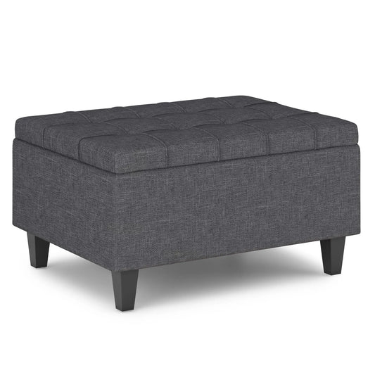 Harrison - Small Coffee Table Storage Ottoman - Dark Gray Simpli-Home