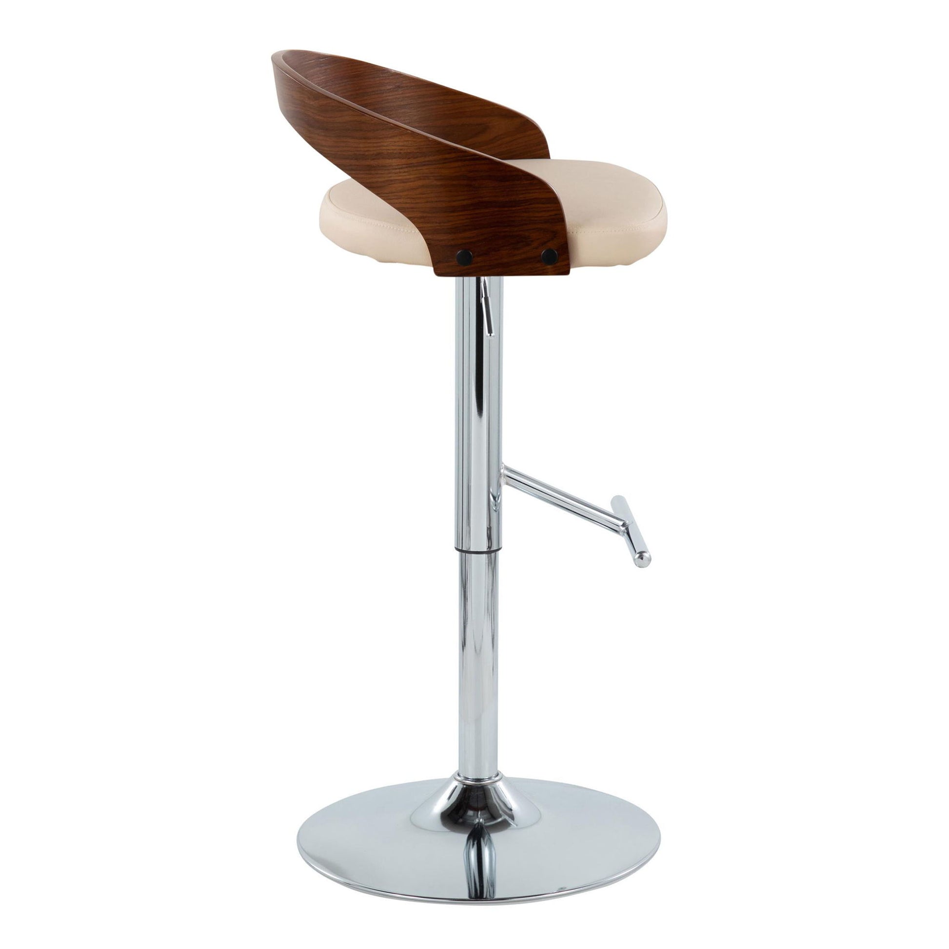 Grotto - Mid Century Modern Adjustable Height Barstool, Swivel With Straight T Footrest (Set of 2) Lumi Source