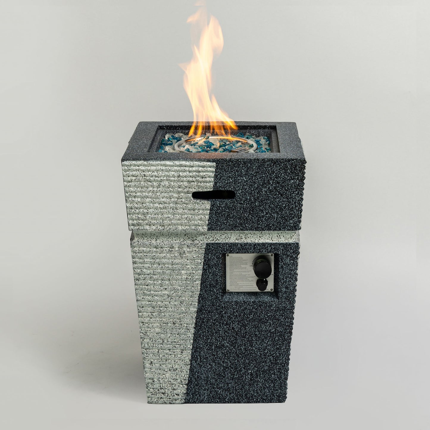 20" Propane Gas Fire Pit Table, 50000 Btu Square Concrete Fire Pit For Outside Patio Deck Garden Backyard - Light Gray Blue Home Essentials