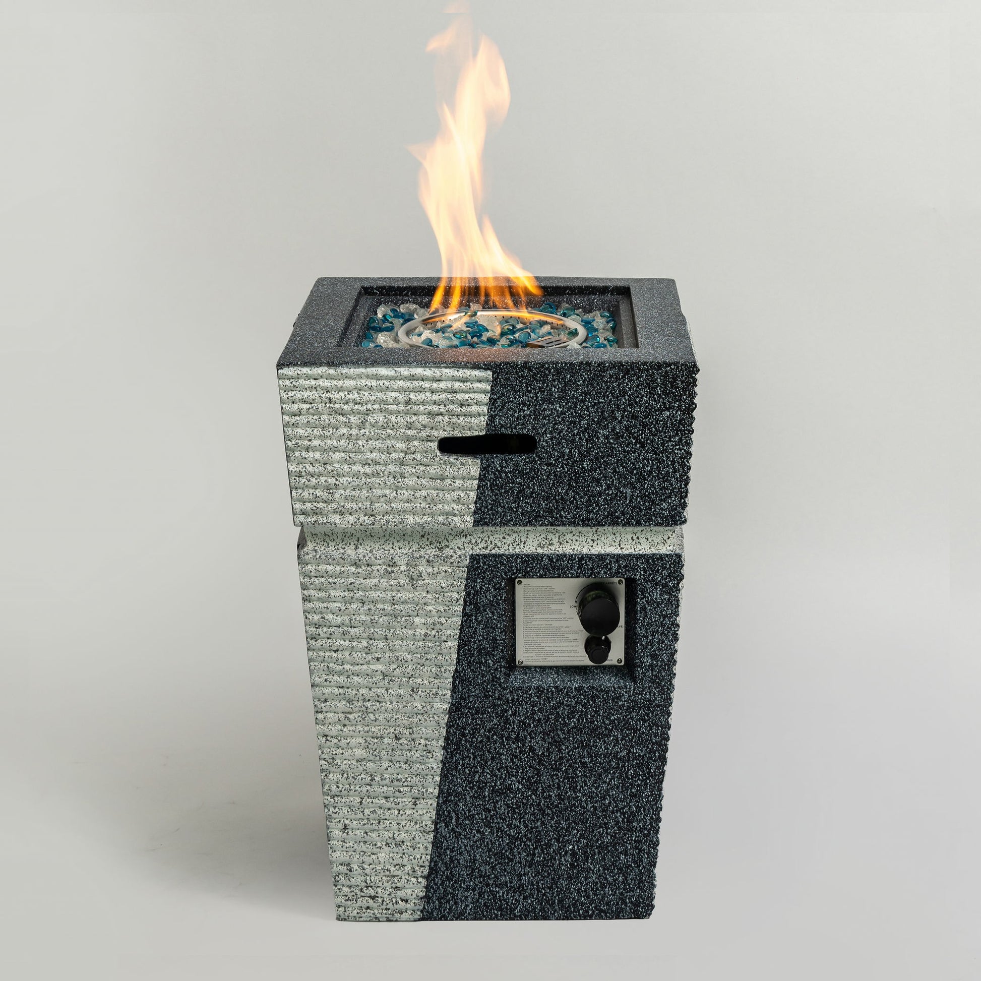 20" Propane Gas Fire Pit Table, 50000 Btu Square Concrete Fire Pit For Outside Patio Deck Garden Backyard - Light Gray Blue Home Essentials