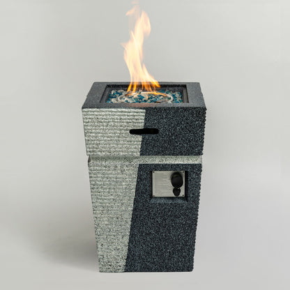 20" Propane Gas Fire Pit Table, 50000 Btu Square Concrete Fire Pit For Outside Patio Deck Garden Backyard - Light Gray Blue Home Essentials