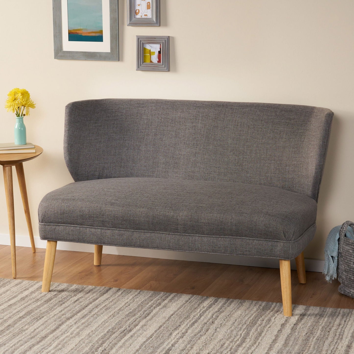 Elegant Classic Upholstered Loveseat With Curved Backrest Noble House