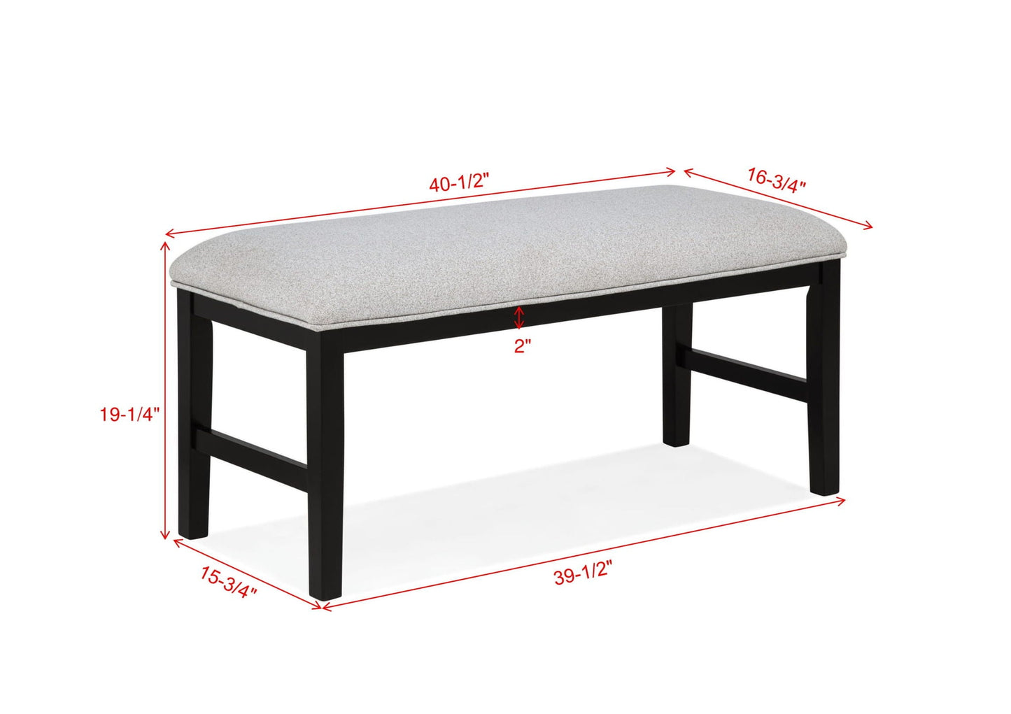 Sebastian - Bench - Black / Gray Crown Mark
