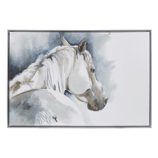 Derby - Hand Embellished Horse Framed Canvas Wall Art - Blue