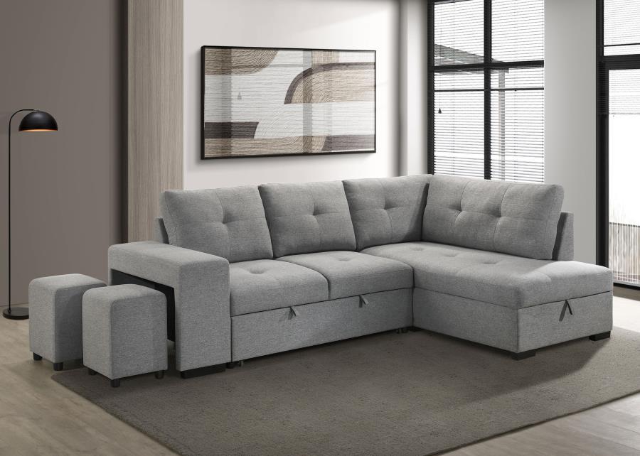 Roanne - Fabric Upholstered Sleeper Sectional Sofa - Gray Coaster Fine Furniture