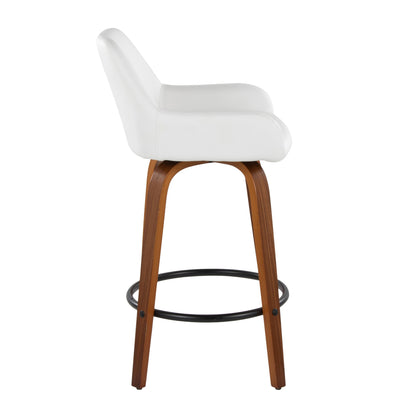 Daniella - Contemporary Fixed Height Counter Stool With Swivel With Round Footrest (Set of 2) Lumi Source