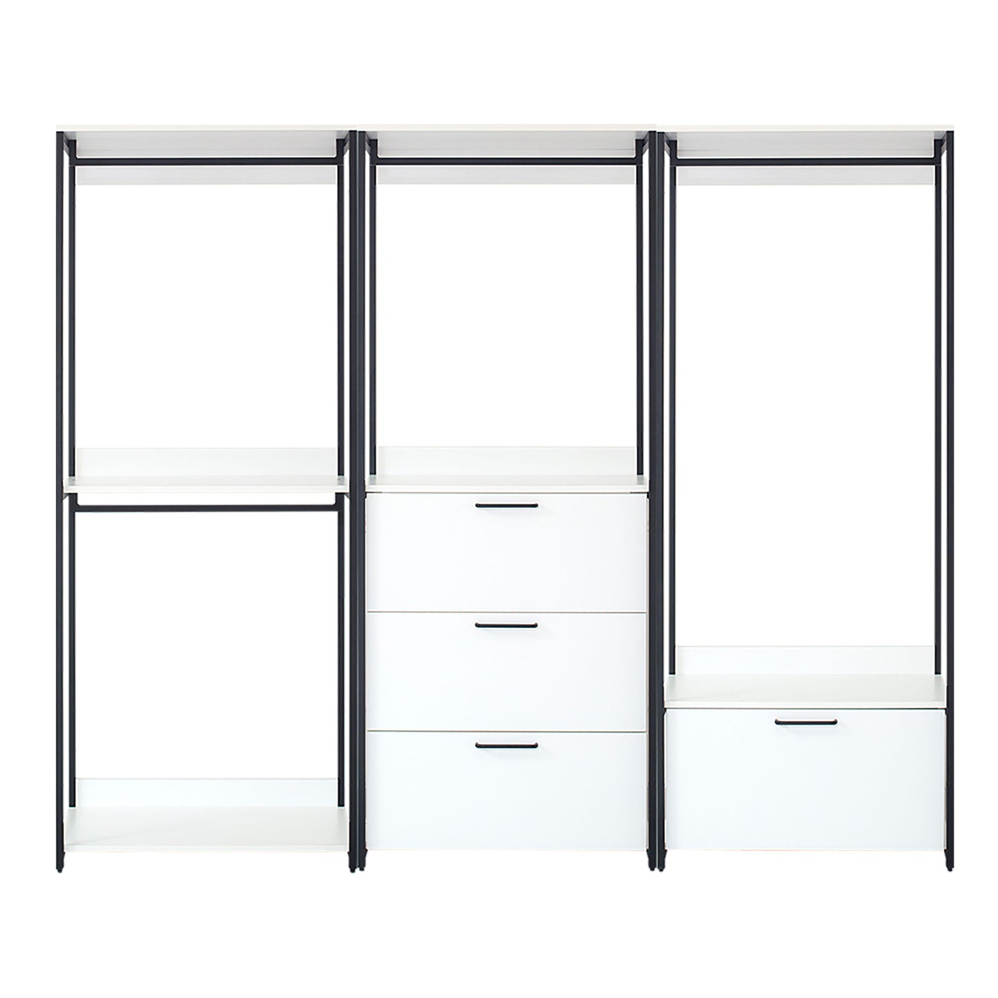 Fiona - Freestanding Walk In Wood Closet System, Metal Frame Melamine - White Home Essentials