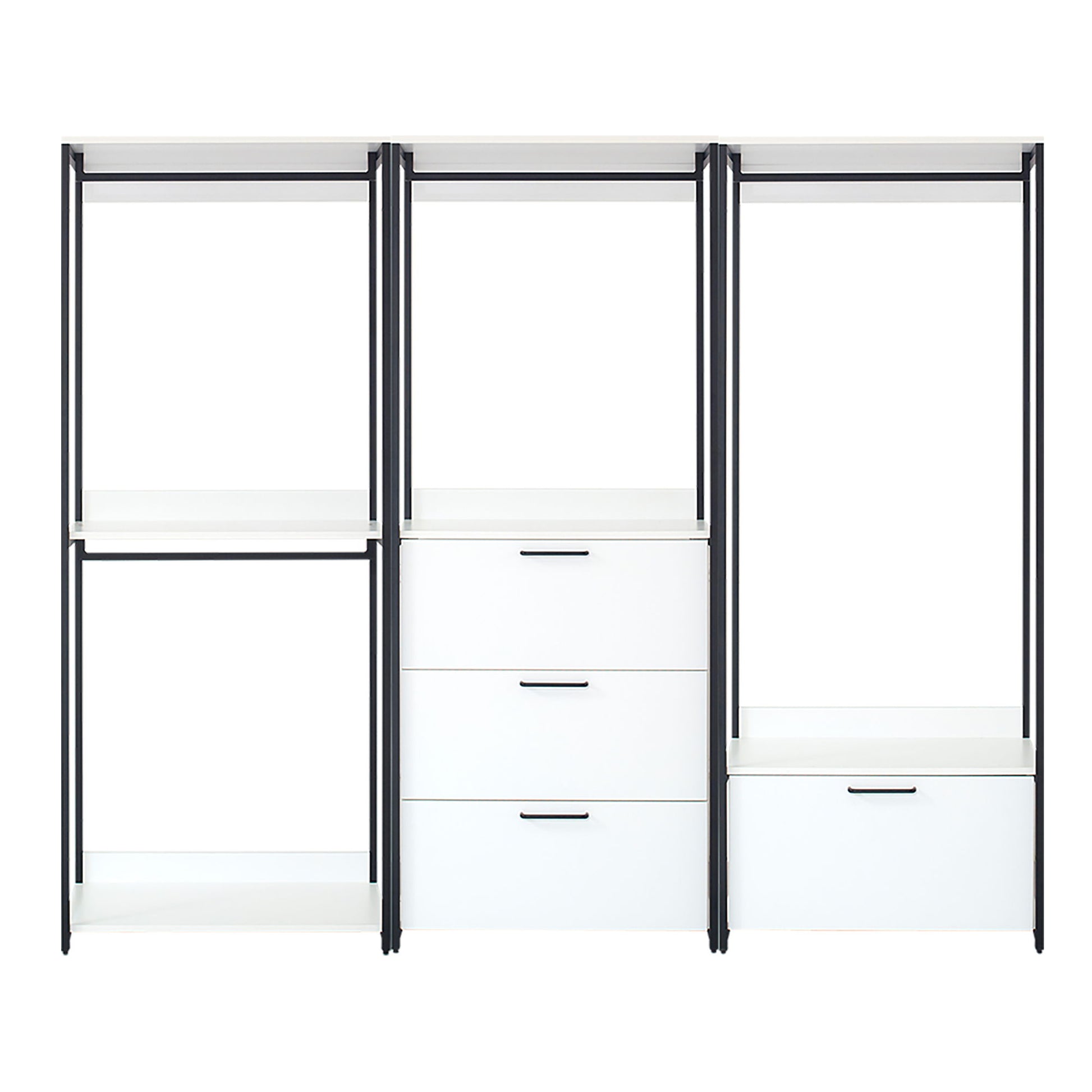 Fiona - Freestanding Walk In Wood Closet System, Metal Frame Melamine - White Home Essentials