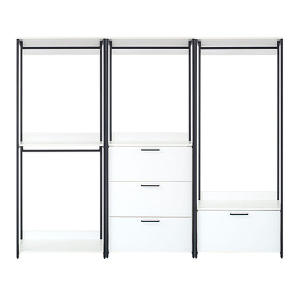 Fiona - Freestanding Walk In Wood Closet System, Metal Frame Melamine - White Home Essentials