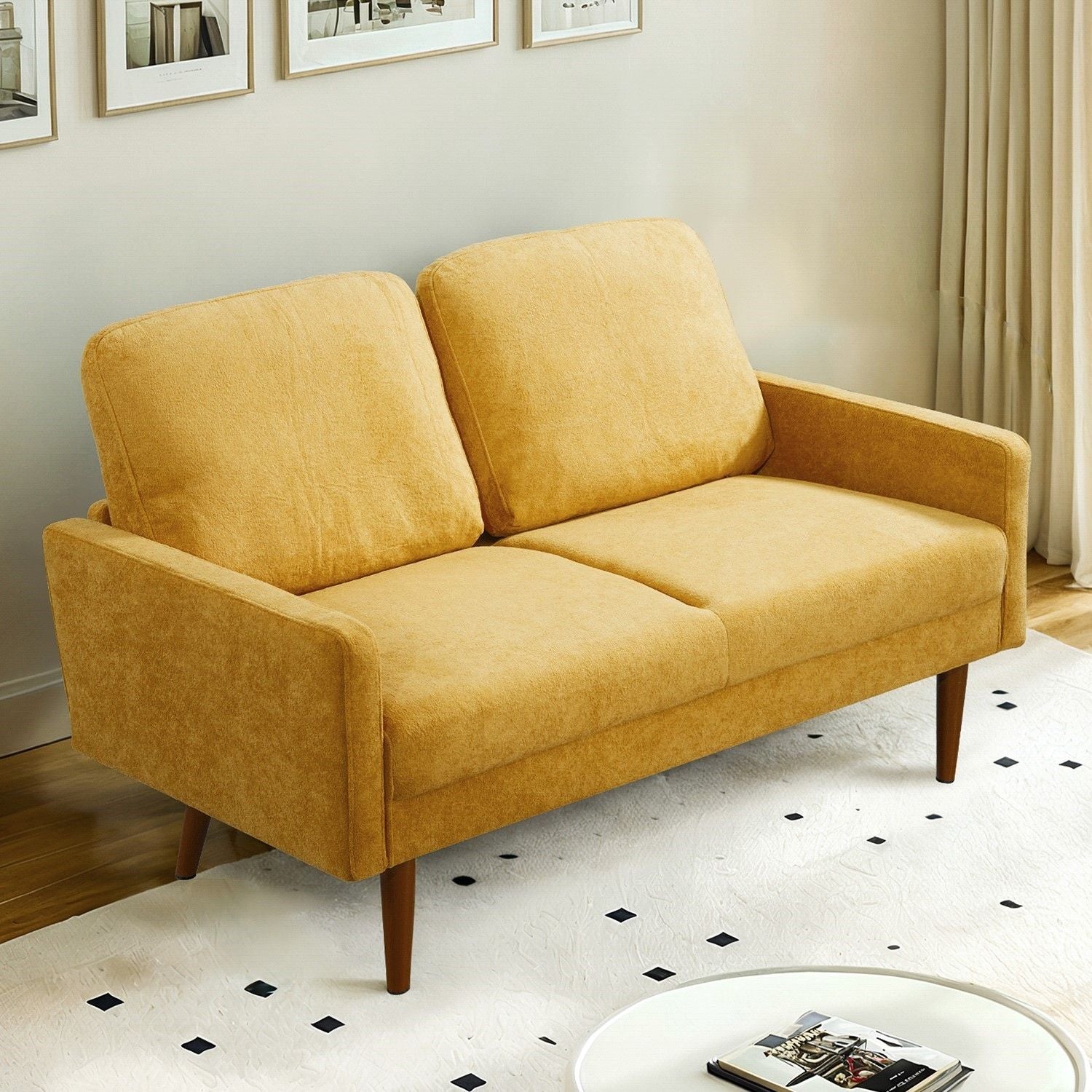 Loveseat Sofa, European Style With Sleek Design, Modern & Vintage Flair, Upholstered 2 Seater Couch US Pride
