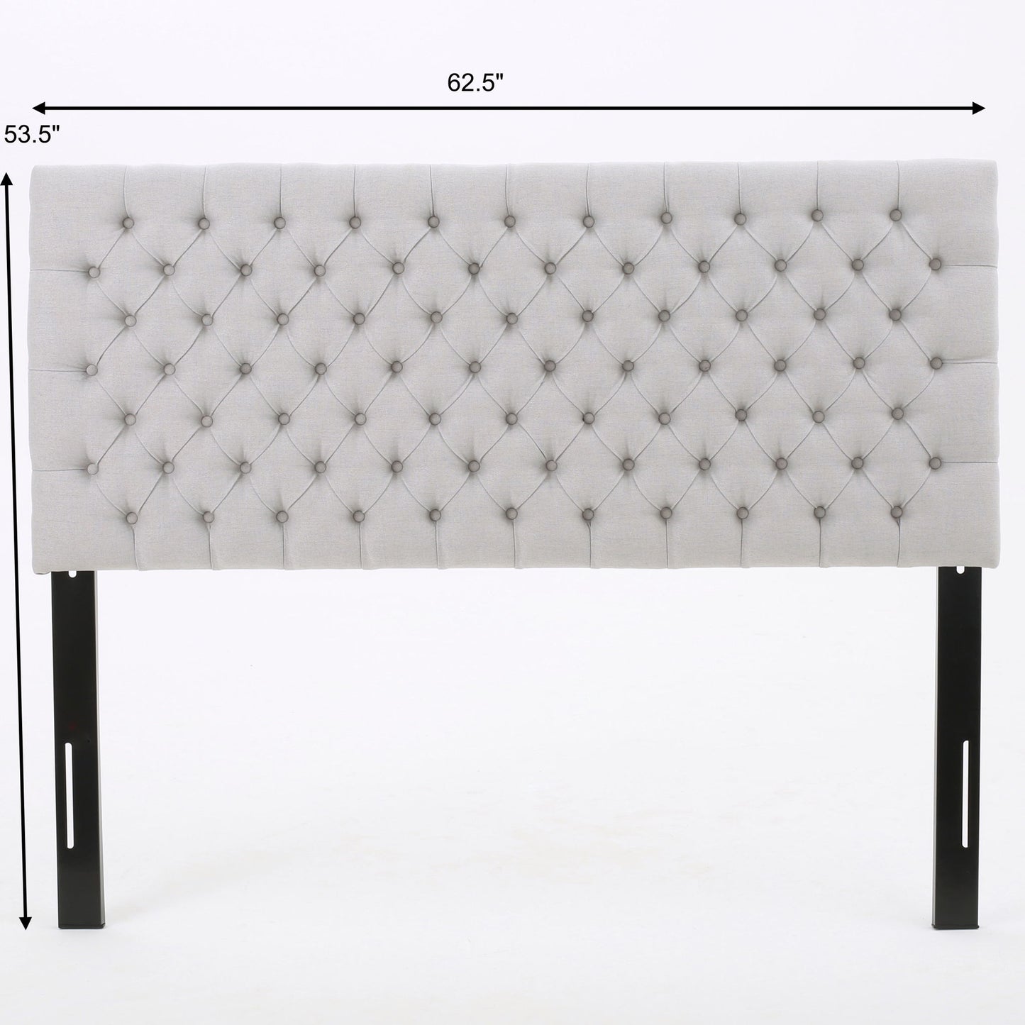 Queen Size Headboard With Button Tufting - Light Gray Noble House