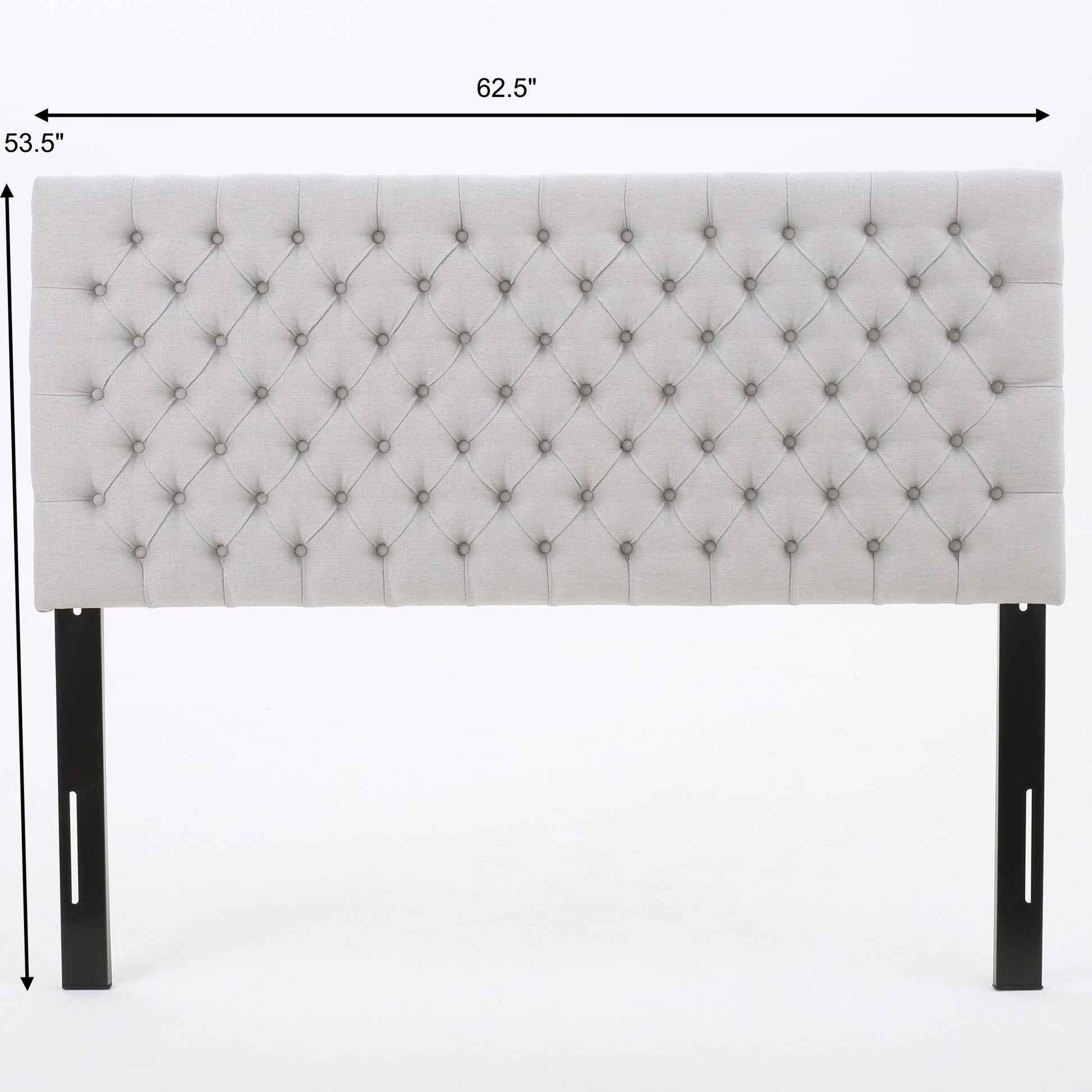 Queen Size Headboard With Button Tufting - Light Gray Noble House