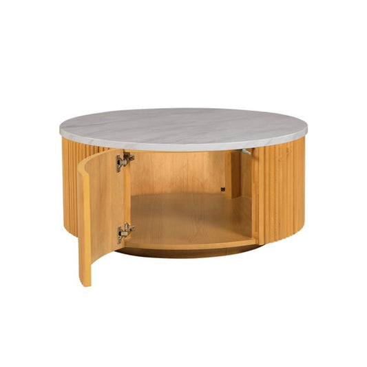 Round Coffee Table With Storage - Natural / White JLA