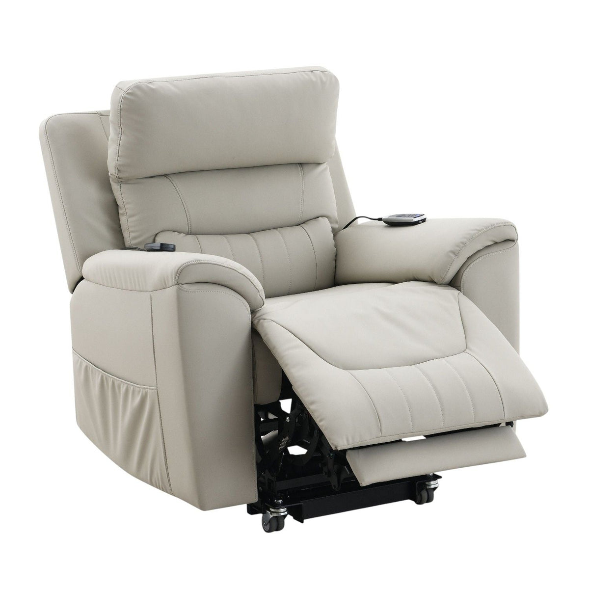 Marsha - Silicone Synthetic Leather Power Motion Recliner With Lift Heating Massage Chair - Light Gray Acme