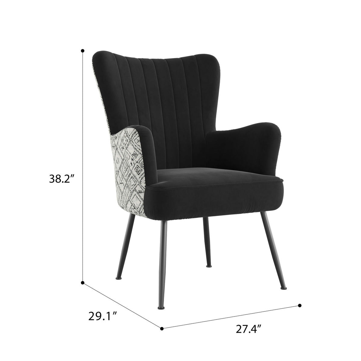 Accent Chair With Unique Print Fabric Emerald Home