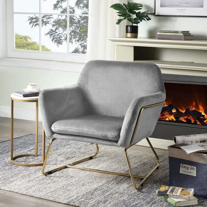 Keira - Velvet Accent Chair With Metal Base Lilola Home