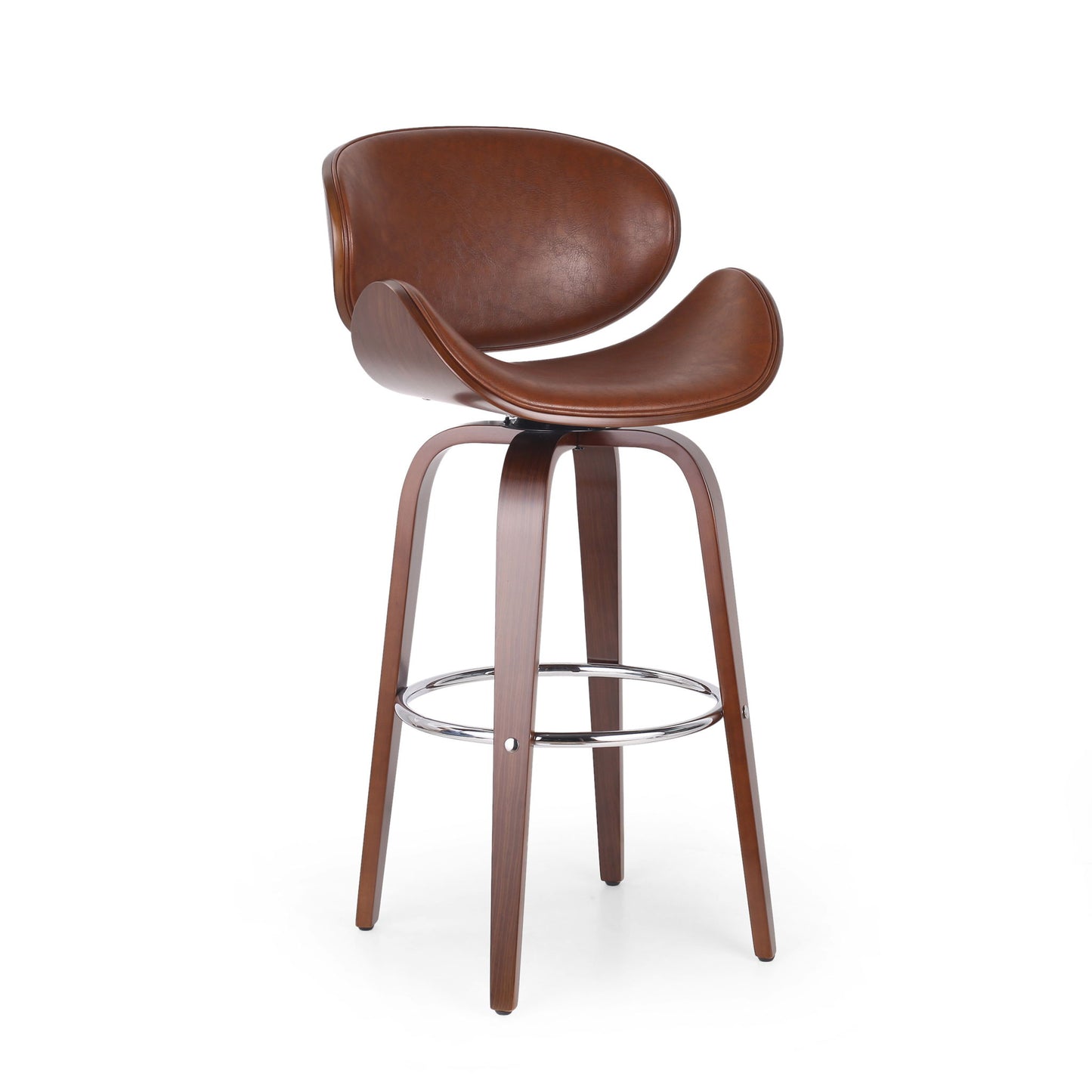 Lumos - Mid Century Modern Upholstered Swivel Barstool Noble House
