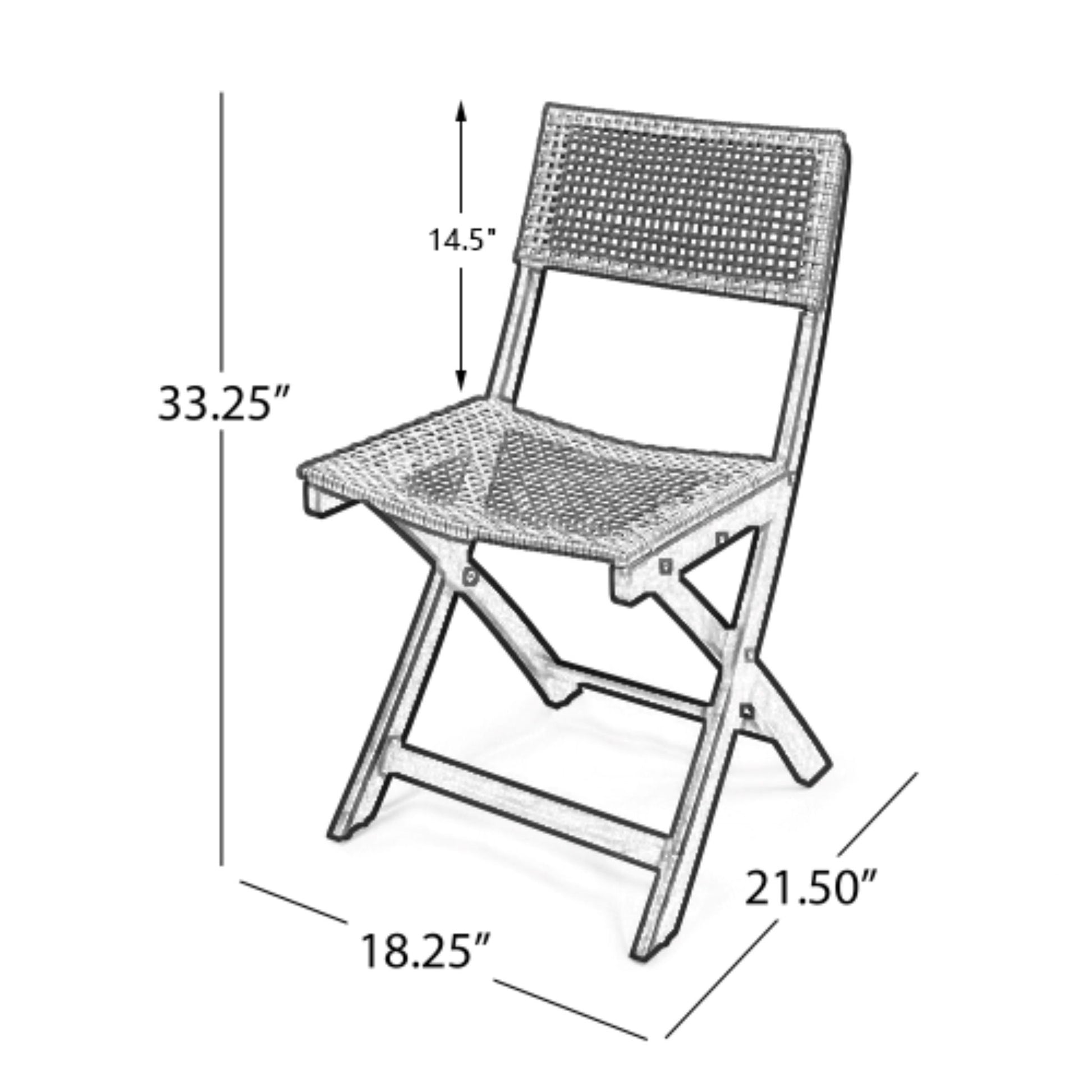 Bistro Foldable Chair With Wicker Backrest Noble House