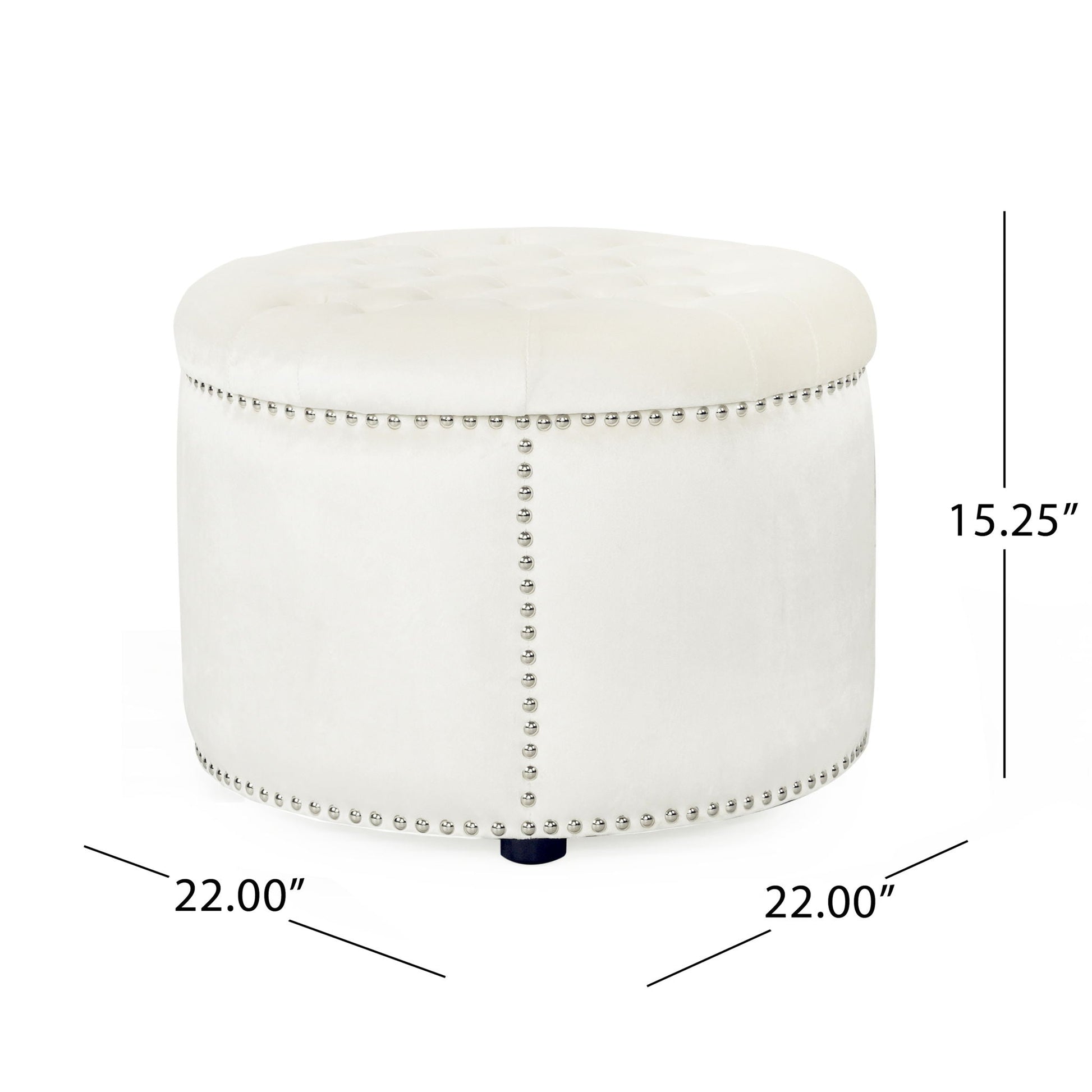 Elegant Round Ottoman Footstool With Studded Rim Noble House