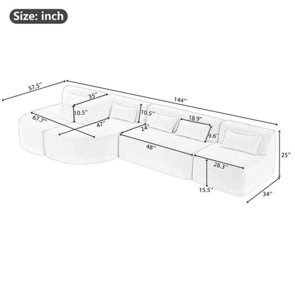 Upholstered Sofa Free Combined Sofa Couch With 2 Chaise Lounge And Five Back Pillows For Living Room Hearth and Haven