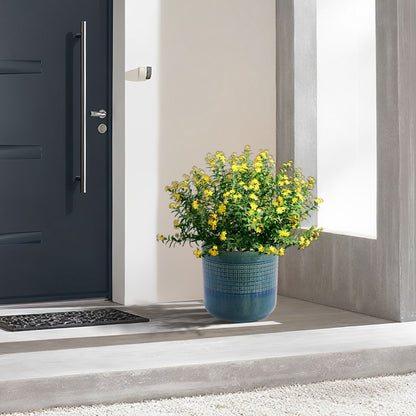 Grid Flowerpot (Set of 3), Planter For Patio, Garden, Windowsill - Blue / Green Daily Nest