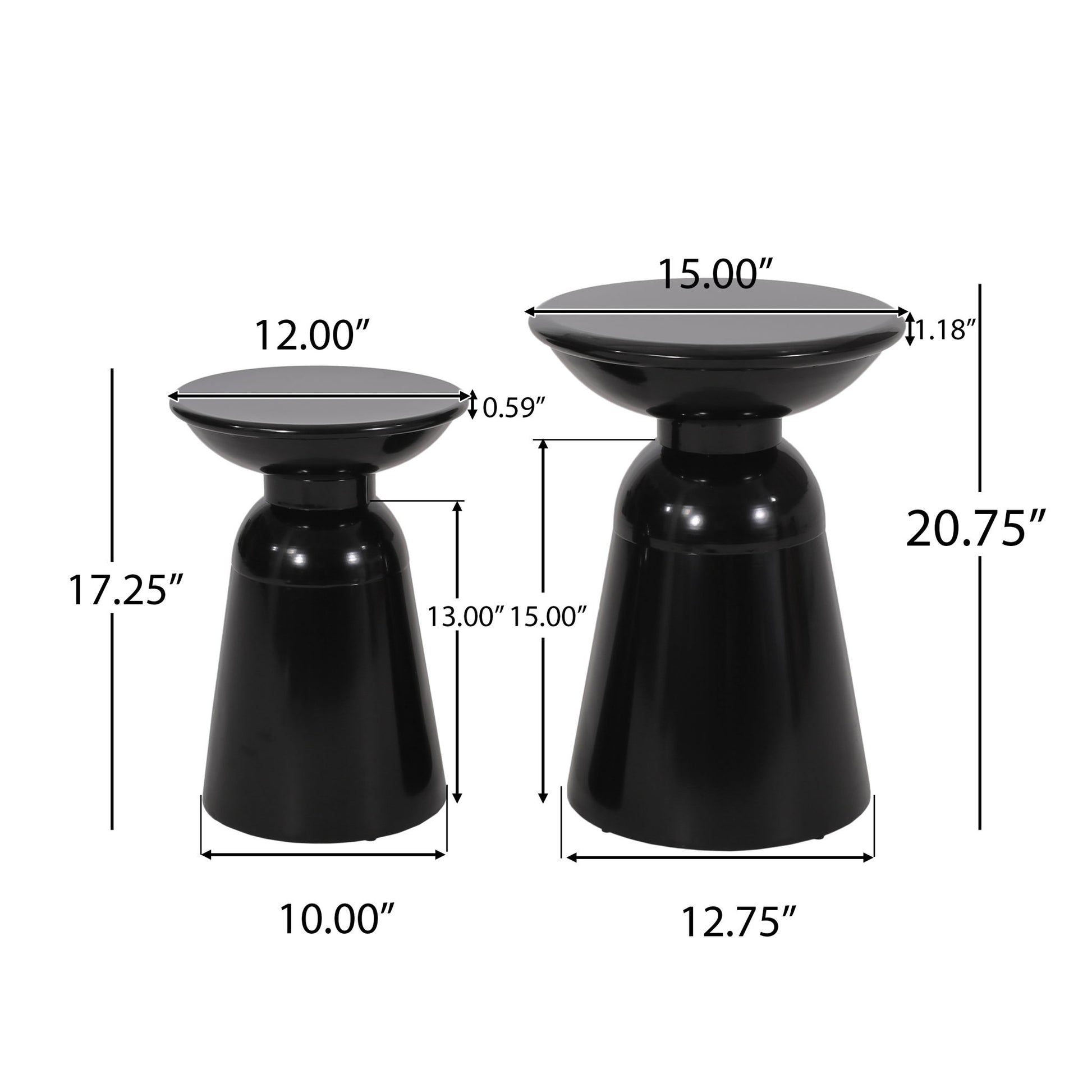 Serenita - Outdoor Side Tables With Flared Design (Set of 2) Noble House
