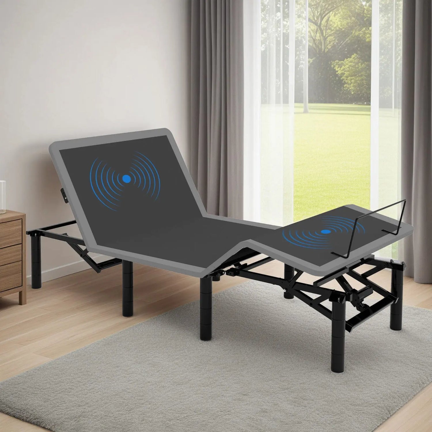 Adjustable Bed Frame With Massage Head & Foot Incline, Wireless Remote, USB Ports, LED Night Light Home Essentials