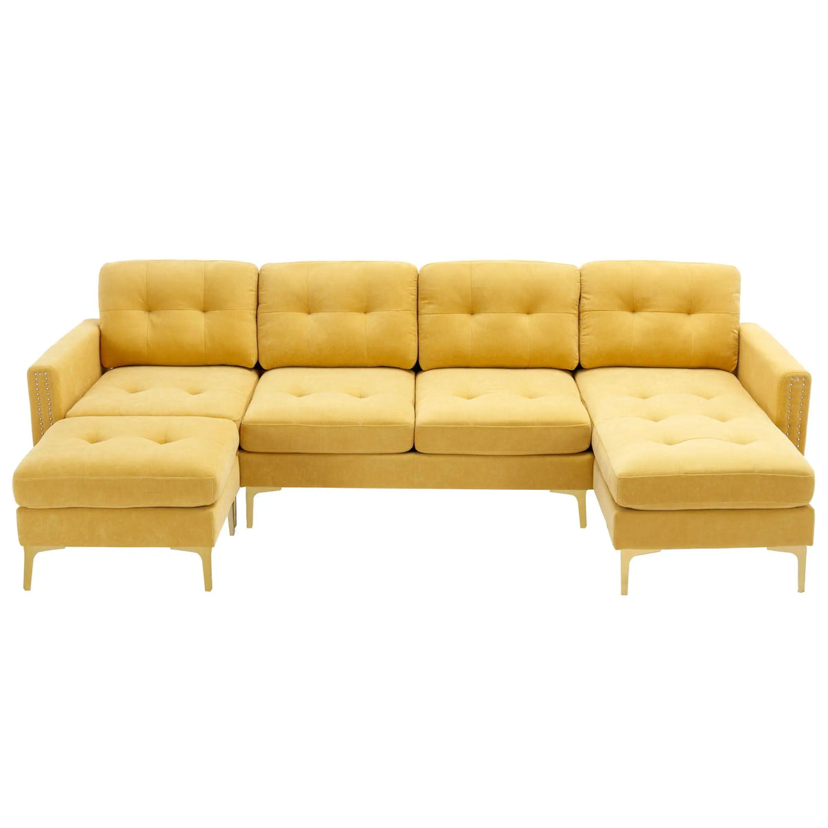 Modern L - Shape Convertible Sectional Sofa With Movable Ottoman Hearth and Haven
