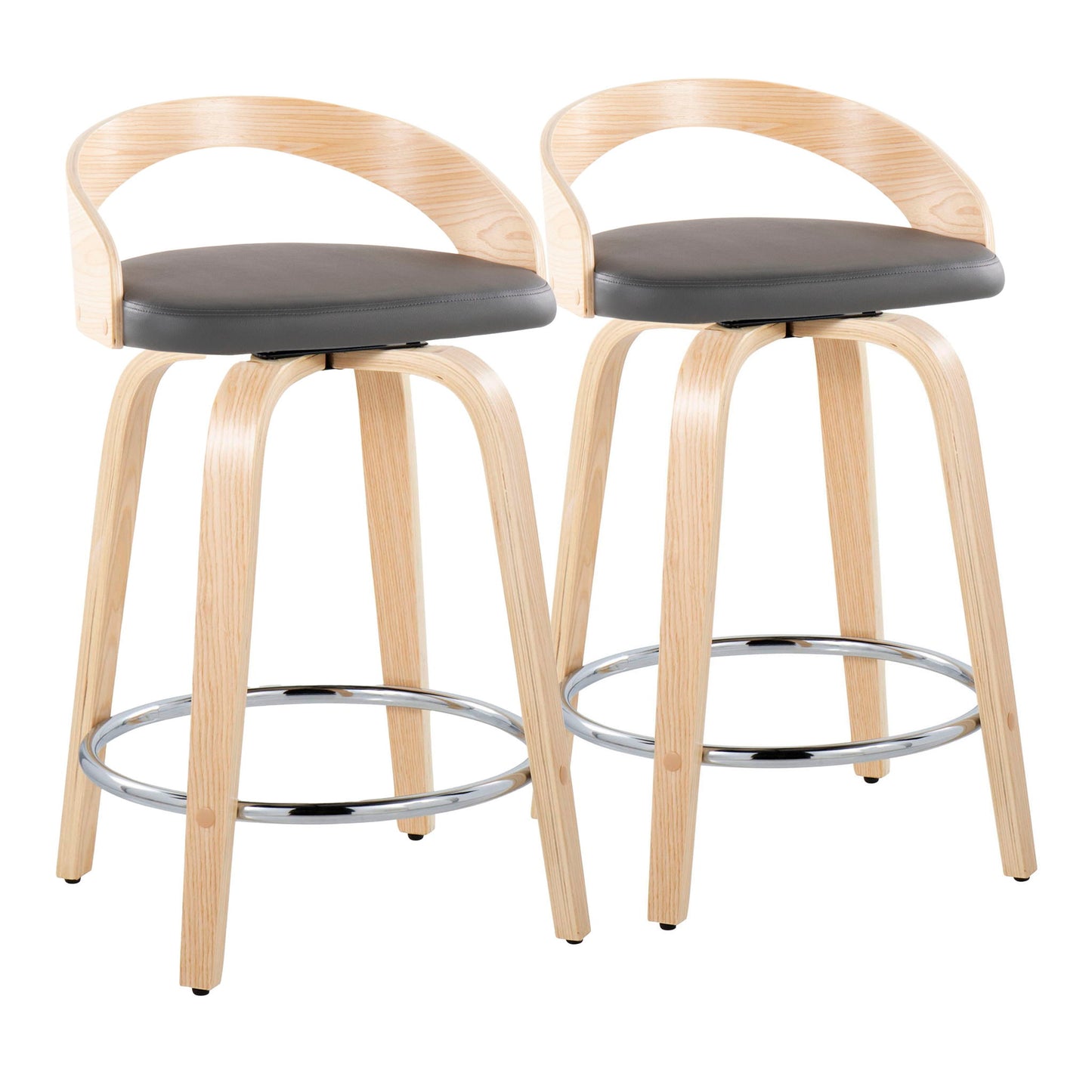 Grotto - Contemporary Fixed Height Counter Stool & Swivel, Round Footrest (Set of 2) Lumi Source