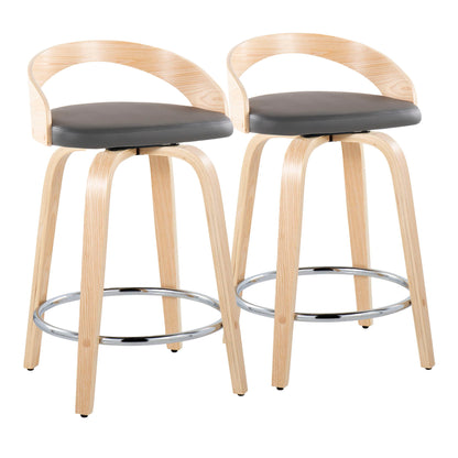 Grotto - Contemporary Fixed Height Counter Stool & Swivel, Round Footrest (Set of 2) Lumi Source