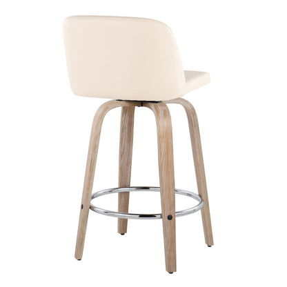 Toriano - Modern Design Fixed Height Counter Stool With Swivel With Round Footrest (Set of 2) Lumi Source
